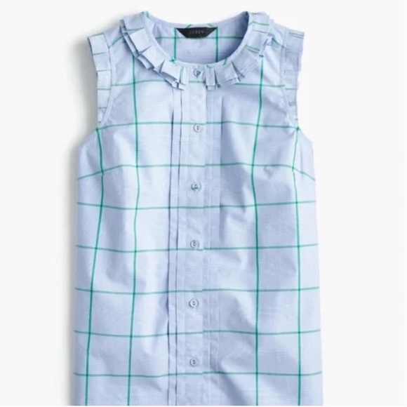 J Crew Sleeveless Button Up with Ruffle Trim in size 00P. - Picture 3 of 4